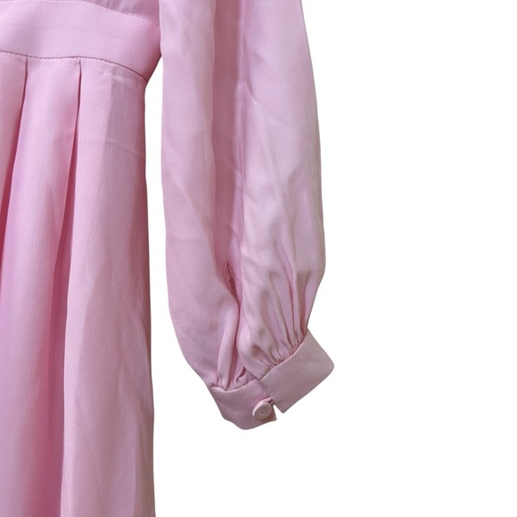 ADAM LIPPES - Pleated Draped Silk-Crepe Midi Dress in Baby Pink - Est Size XS, 0 - Picture 12 of 17